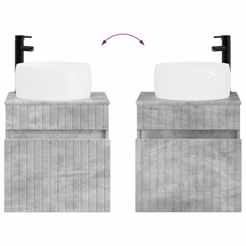 Mueble para lavabo de madera gris hormigón con almacenamiento de pared 49 cm 8