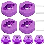GDOOL 12mm Wheel Hex Hubs Drive Adapter 5mm Thick & Flange M4 Lock Nuts Aluminum for Redcat Axial HSP WLtoys Himoto RC Truck Model Car Upgrade Parts (Purple)