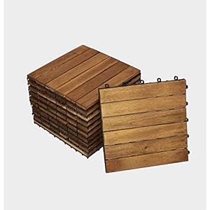 33-delige voordeelset houten tegel 01 voor 3 m², terrastegels acaciahout, tegel voor tuin, terras, balkon, vloerbedekking met drainageonderconstructie voor probleemloze waterafvoer onder de tegels