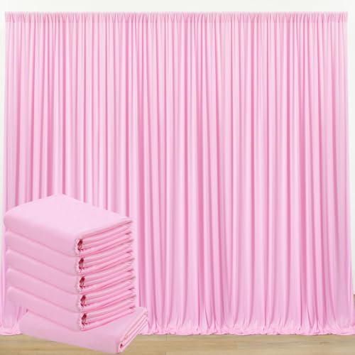 30 ft x 10 ft Wrinkle Free Baby Pink Backdrop Curtain for Parties, 6 Panels 5ftx10ft Thick Polyester Photo Backdrop Drapes for Baby Shower Birthday Party Photography Wedding Backdrop Stand