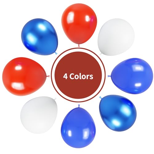 Image of Red White and Blue Latex Balloons 55 PCS 4th of July Balloons 12inch Red White and Blue Balloons for Decorations Independence Day Patriotic Anniversary Graduation Birthday Wedding