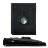 MOIRENTO Airtag Wallet Black Slim Real Credit Card Holder RFID Blocking Thin Bifold Trifold Apple Air Tag Air Tag Herren Damen UK, Schwarz , S, Modern