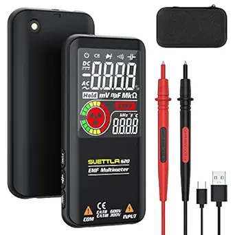 SUETTLA S20 Digital Multimeter, TRMS 9999 Counts Volt Meter Auto-Ranging Ohmmeter Smart Multimeter with EMF Detector, Ohm Volt Amp Test Meter, Capacitance Hz Diode Duty-Cycle Live Check Voltage Tester