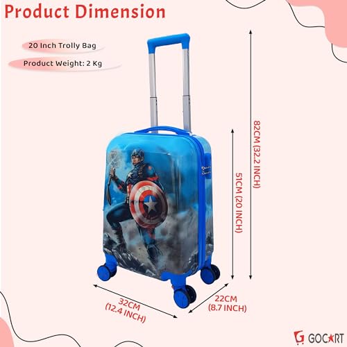 Image of GOCART WITH G LOGO Polycarbonate 360A Rotating Wheels with Carry Handle Kids Trolley Luggage Bag (Blue) (20 INCH)