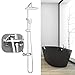 ubeegol Set Doccia Completo Saliscendi Doccia Acciaio Inox in Ottone 3 funzioni Set Doccia Regolabile con Soffione, Doccetta , ripiano e Rubinetto