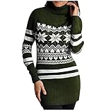 HolAngela Kleid Damen Minikleid, Frauen Weihnachtskleid Weihnachten Print Langarm Minikleid Sweatshirts Partykleid RundhalsKleider Lange Ärmel Kleider