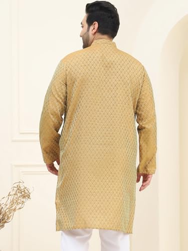 Image of SOJANYA Plus (Since 1958) Men's Cotton Linen Foil Printed Only Long Kurta
