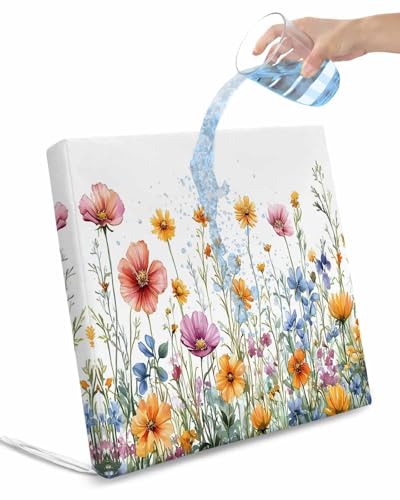 Hokiten Wildflower Outdoor Cushion Chair Cover Set of 4 - Waterproof Couch Seat Covers, Country Flower Orange Pink Flower Plant Patio Furniture Protector Cushions Slipcovers for Sofa/RV, 24