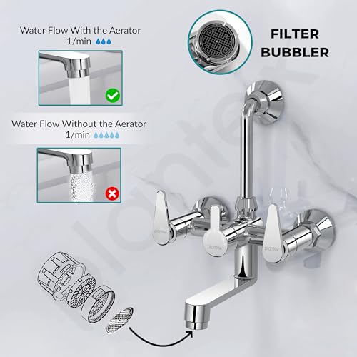 Image of Plantex Wall Mixer for Bathroom 2 in 1 with L-Bend Connector for Overhead Shower /Tap Mixer /Water Saving Nozzle Tap - 7 Year Manufacturer's Warranty (LEA-718-Chrome)