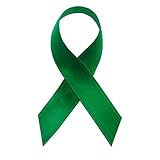 Support USA | American Made 250 Emerald Green Satin Awareness Ribbons - Bag of 250 Fabric Ribbons with Safety Pins