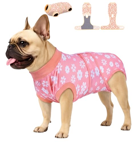 PetWarm Recovery Suit for Dogs, Dog Surgical Recovery Suit Female and Male, After Surgery Dog Onesie, Anti-Licking Dog Surgery Recovery Suit, Flower Pattern, Yellow, XS