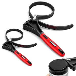 2-Piece Rubber Strap Adjustable Wrench Set Diameter 4″ and 6″, Oil Filter Pipe Jar Opener Strong Grip Plumbers Universal Spanner for Drain Sewer Cap Sink Pliers Nut Shower Head Valve Removal