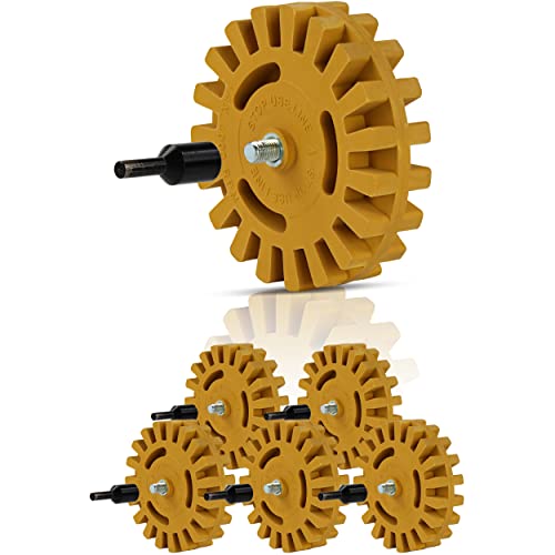Image of ABN Rubber Eraser Wheel with Drill Adapter 6-pack - Pinstripe, Double Sided Adhesive, Vinyl Decal, Graphics Removal Tool