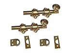 QCAA Solid Brass Dutch Door Bolt, 4', Polished Brass, Made in Taiwan, 2 Pack