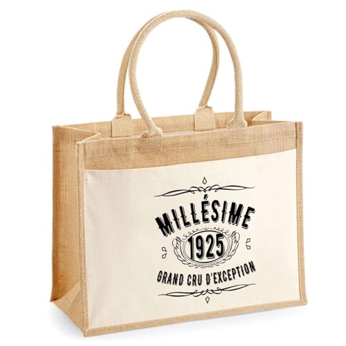 Cabas jute avec poche prestige - Sac de shopping Millésime grand cru 1925