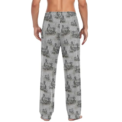 Pfrewn Men's Pajama Pants Vintage Locomotive Train Lounge Pants Super Soft Pajama Bottoms with Pockets2