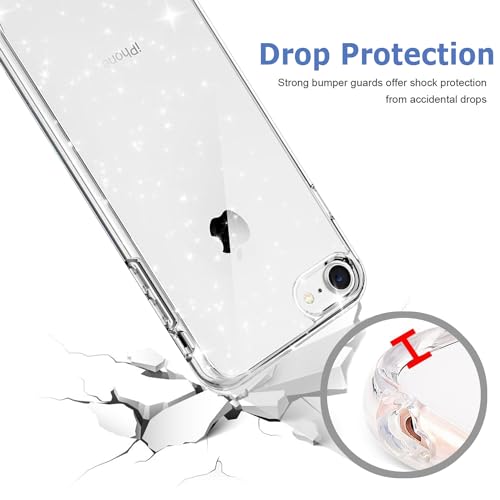 TENOC Phone Case Compatible with iPhone SE (2nd & 3rd Generation) & iPhone 7/8, Glitter Clear Sparkling Protective Bumper Cute Cover for Girls Women by TENOC - Used condition - Image 3