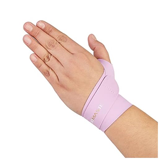 Domaste Ultra Thin Wrist Brace - Sport Slim Carpal Tunnel Support for Men and Women, Adjustable, Lightweight, Breathable and Skin Friendly (Violet/Left/One Size)