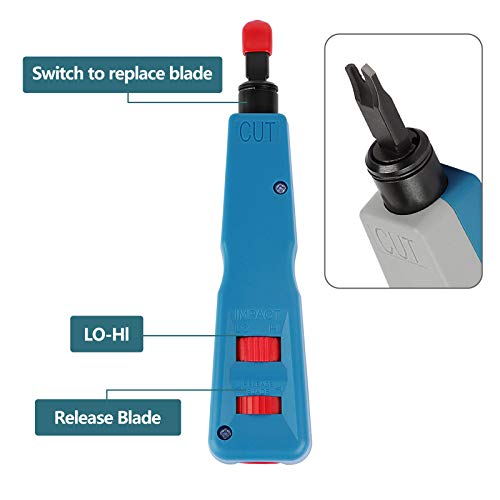 Professional Impact 110 Ethernet Punch Down Tool With Enlarged Blade Storage For 110/66 Blades, Impact Terminal Insertion Tools For Cat5/6, Cat5E/6E Network Cables #TOP6