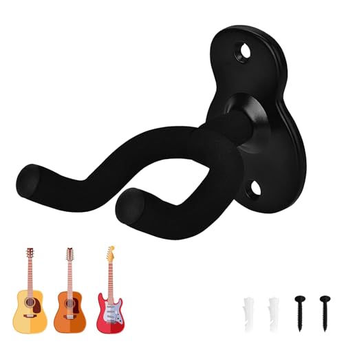 FUSONGQINTANG Soporte Guitarra Pared Colgador Guitarra Negro Gancho con Esponja Protectora para Guitarra Bajo Violín Ukelele Y Otros Instrumentos Musicales