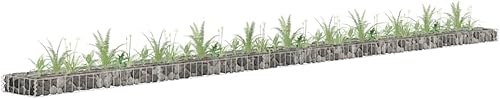 Vista 63 de vidaXL Gabion - Maceta elevada para pared, jardín, césped, patio, jardín, jardín, jardín, jardín, jardín, flores, acero galvanizado, 70.9 x 35.4