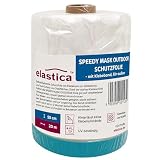 elastica SpeedyMask Outdoor 550 mm x 20 m Selbstklebende Schutzfolie mit Klebeband für Außenbereiche, UV-beständig Gewebeverstärkt Abdeckfolie für Fenster Türen und Fassadenarbeiten