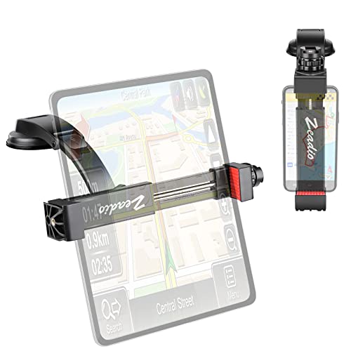 zeadio Phone Mount for Car Smart Clamp Car Phone Holder with Smartphone Tablet Tripod Mount Adapter