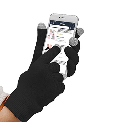 Touch Screen Moisturizing Spa Gloves Gel Repair and Heal Eczema Cracked Dry Skin Moisturizing Gloves, Gel Lining Infused with Essential Oils and Vitamins For Men and Women (Black)