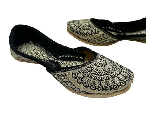 Women Flat Velvet Khussa Shoes Punjabi Jutti Traditional Mojari Loafers Pumps3