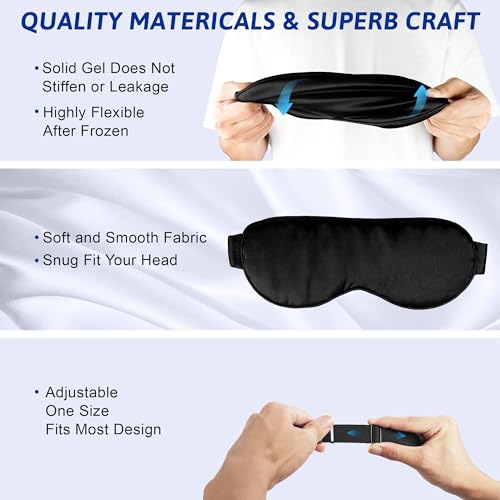 Cooling Eye Mask for Puffiness - FSA HSA Eligible, Reusable Gel Eye Mask for Sleep and Dark Circles (Black)