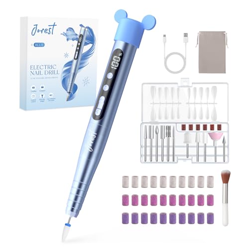 JOREST Torno para Uñas Profesional, 13 en 1 Lima Electrica Uñas, 35000RPM, 6 Velocidades Ajustables, Set Manicura, Pedicura Para Pies, Pulidor, Broca Unhas Gel, Quita Cuticulas, Manicurist, Blue