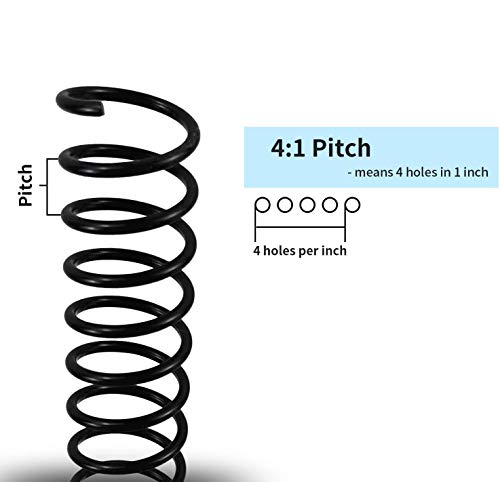 Bobina espiral de plástico de 8 mm negro paso 4:1 espirales para encuadernar hojas sueltas 4
