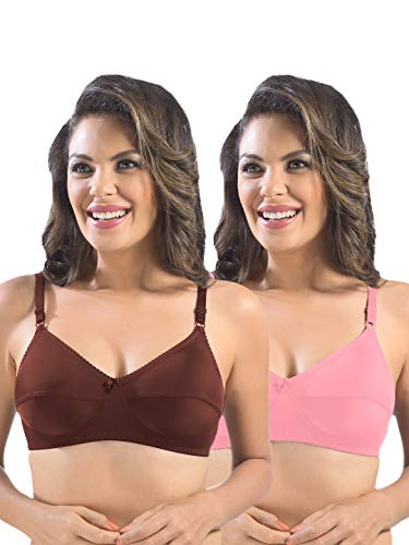 Image of SONARI Womens Cotton Everyday Bra | Non Padded, Wire Free, Comfortable Bra with Seamed Cups | Medium Coverage, Hook and Eye Closure for Everyday Wear | Adjustable Strap for a Customized Fit - Loreal