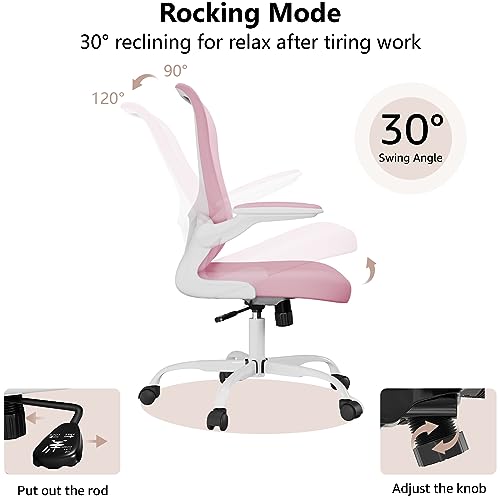 Image of Ergonomic Office Chair, Comfort Swivel Home Office Task Chair, Breathable Mesh Desk Chair, Lumbar Support Computer Chair with Flip-up Arms and Adjustable Height