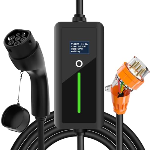 Aiskooc Portable Electric Car Charger, 5 Meter 7kW Electric Vehicle Charger with 5-Pin Australia Plug, 8-32A Adjustable, 1-Phase Type 2 Charging Cable for EV & PHEV