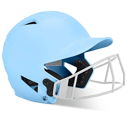 Champro Rise Pro Girls Softball Batting Helmet With Face Guard - Girls Softball Helmets - Bio Fresh/Dri-Gear Moisture Wicking Pad Liner - Columbia Blue, Senior #TOP1