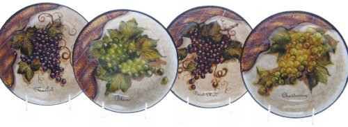 Certified International Wine Cellar 9-Inch Pasta/Soup Bowl, Set of 4 Assorted Designs