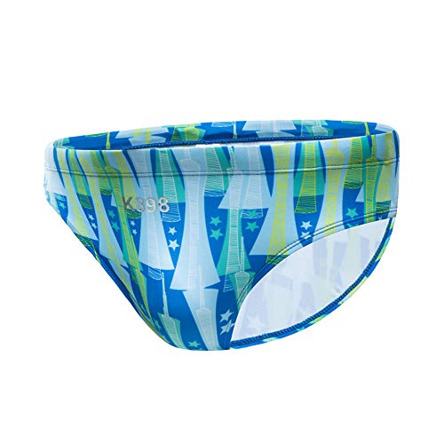 K898 Eco-Friendly Fabric Men's Athletic Swimwear Briefs Sexy Swim Briefs Pattern Bikini Swimsuit for Men Men's Swimwear Briefs with Free mask (Urban Blue, L)