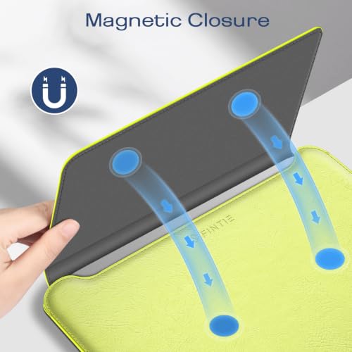 Image of Fintie Sleeve Case for MacBook Neo 13 Inch, MacBook Air 13.6 /13.3 Inch, MacBook Pro 13 Inch, Other Up to 13 inch Laptop Tablet - Slim Bag Cover with Stand, Synthetic Leather, Magnetic Closure, Citrus