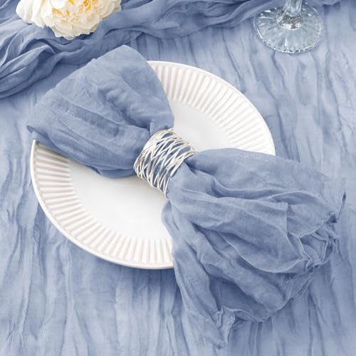 50 Pack Dusty Blue Cheesecloth Napkins Fall Thanksgiving Cloth Napkins Set of 50 Blue Dinner Table Napkins Bulk 21x21 Inches for Wedding Bridal Baby Shower Birthday Xmas Decor
