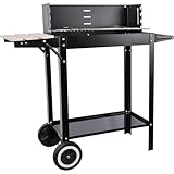 gzcmxh Holzkohlegrill für den Außenbereich, quadratischer Rollwagen, Grill, Holzkohlegrill mit Push Pull Griff für Outdoor, Camping, BBQ (schwarz)