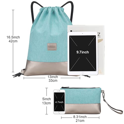 Livacasa Drawstring Backpack Bag Gym Bag Large Water-Resistant Sackpack Inside Zipper Pocket 13X16.9 Inches For Men Women #TOP1