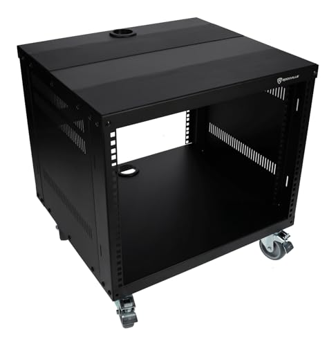 Rockville RR8U 8U Live Sound/Recording Studio Rack Case with Wheels, Reversible Rack Rails, Front & Rear Mounting, Cable Management Ports, 440lb Capacity