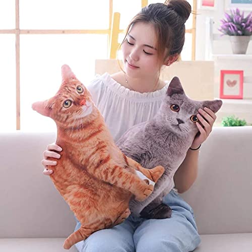 Hithopking 3D Cat Pillow Plush Toy,Creative 3D Simulation Cat Baby Stuffed Toy Soft Plush Toy,Home Decoration Kids Toy(Gray) #TOP4