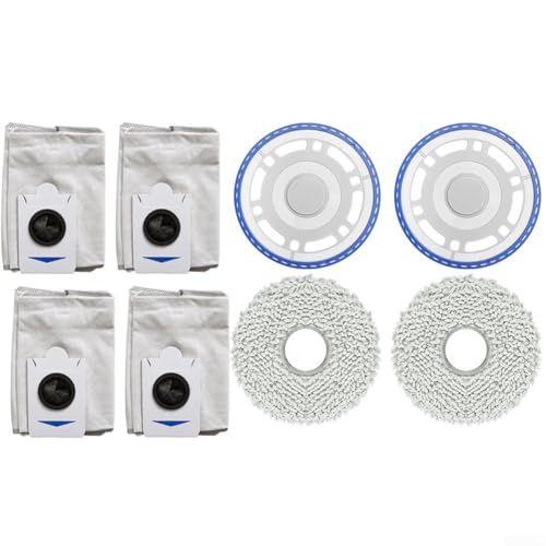 Feegow Kit de almohadillas de repuesto para fregona y bolsas de polvo para ECOVACS T30S Combo/, para serie T30/T50/N30, juego de 8 piezas con trapos de microfibra y soporte de plástico