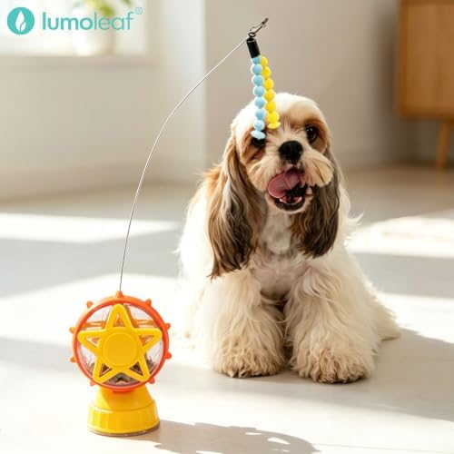 LumoLeaf Interactive Treat Toy for Puppies, Small Dogs & Cats, Treat Dispensing Puzzle Toy with Adjustable Opening, Suction Cup Base & Teaser Wand, Indoor Enrichment Toy for Boredom Relief (Yellow) - 2