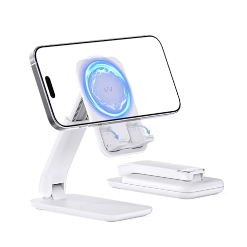 iWALK Magnetic Cell Phone Stand for Desk, Angle and Height Adjustable Mobile Phone Holder, Foldable...