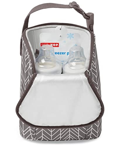 Bolsa Térmica Dupla para Mamadeira On-The-Go Zig Zag, Skip Hop, Cinza e Branco