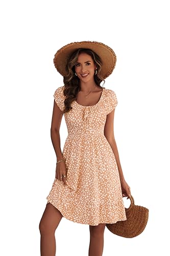 Image of HUHOT Teen Petite Women Floral Short Summer Mini Dresses with Pockets Cute Milkmaid Sundress 2026