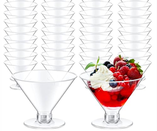 duwanlhridh 使い捨てプラスチックカップ 透明なプラスチック製のワイングラスリサイクル可能ムースケーキカップ 飛散防止 ワインゴブレット シャンパン デザート用の使い捨て 再利用可能 業務用 (100個)
